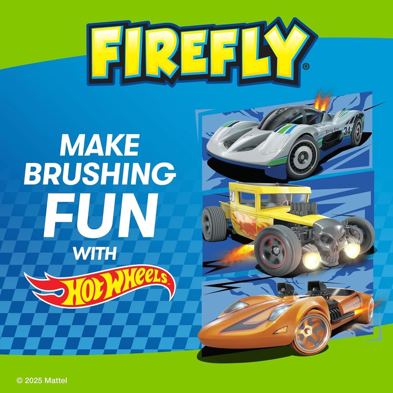 Firefly Slim Sonic Hot Wheels Toothbrush with USB Charging and Antibacterial Cover, Ages 3+, 1 Count - Image 3